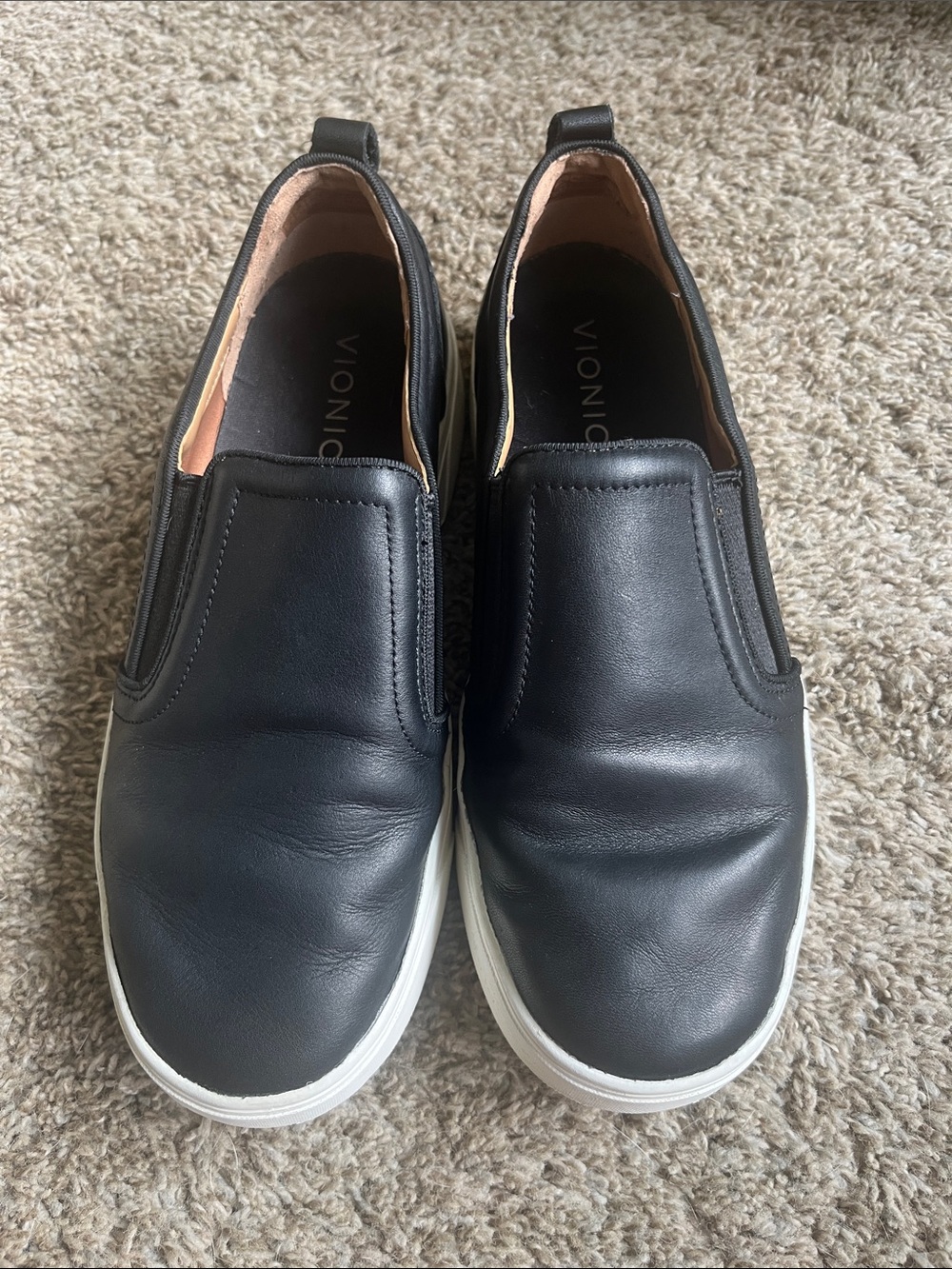 Vionic Kimmie Black Leather Slip-On Casual Loafers